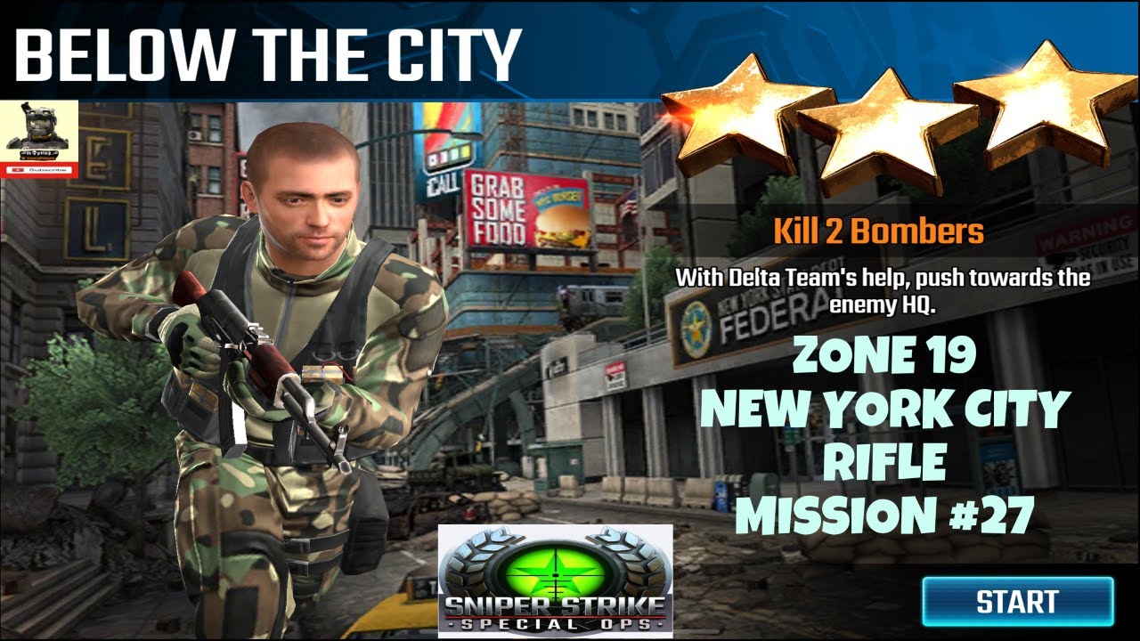 Campaign Zone 19 New York Below The City Rifle mission #27 Sniper strike : special ops