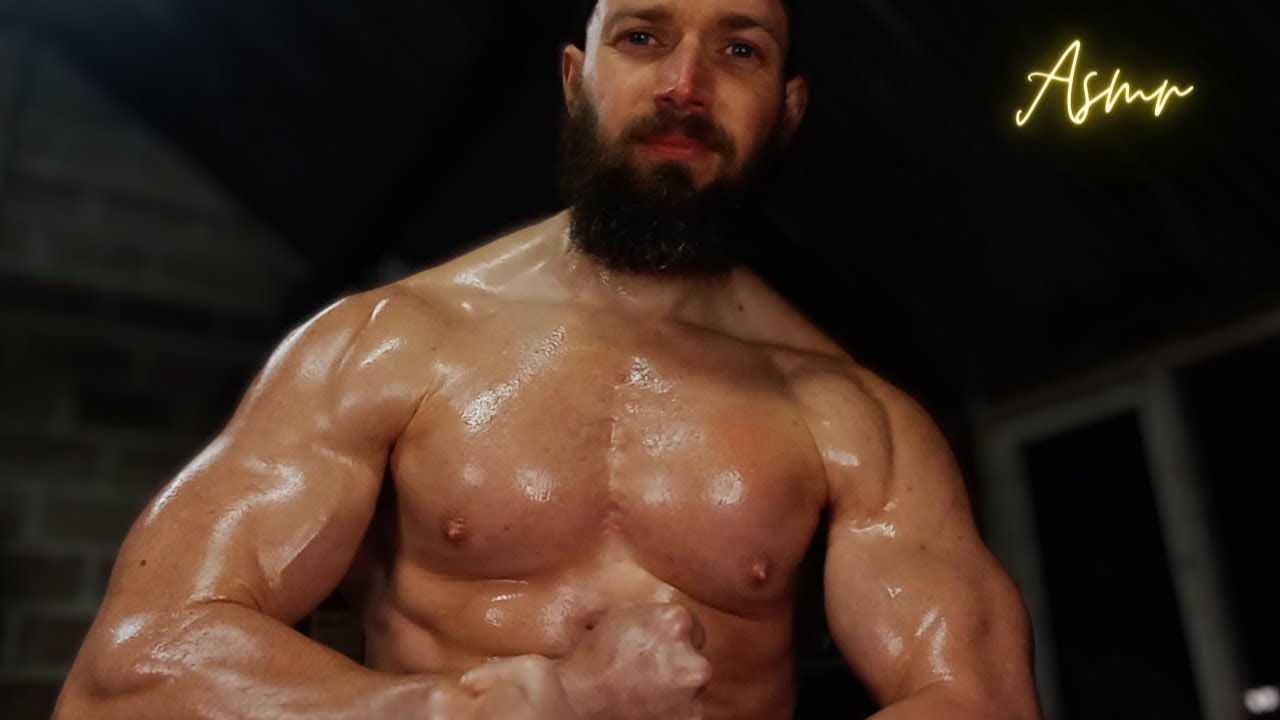 ASMR Lotion Sounds & Muscle Flexing With Olive Oil