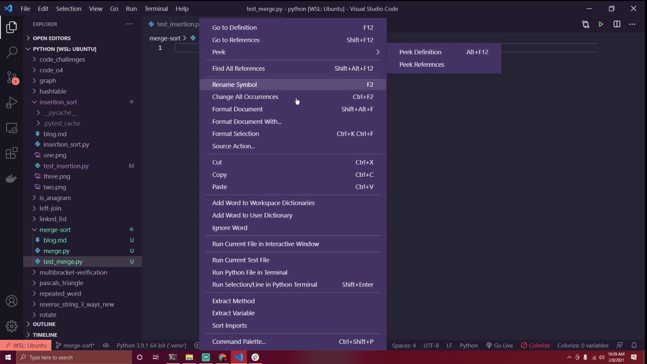 ASMR whispered merge sort python code session