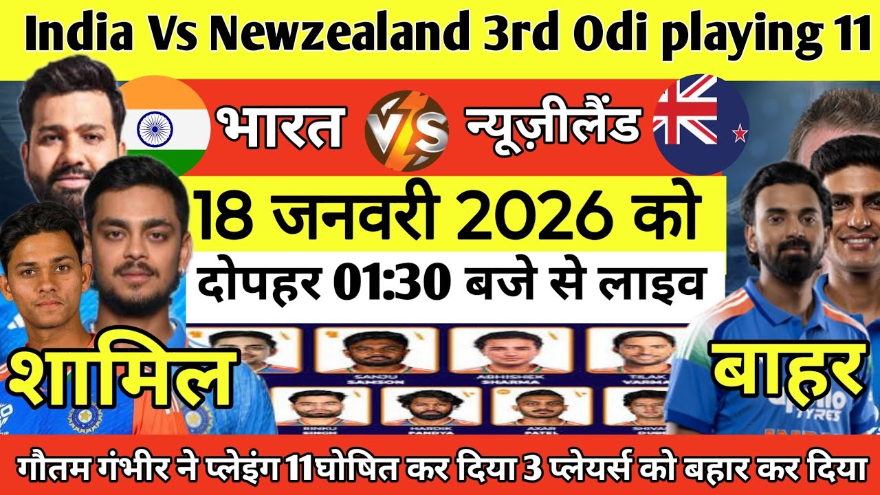 Ind vs Nez 3rd ODI Best Playing 11 गौतम गंभीर ने प्लेइंग 11घोषित कर दिया 3 प्लेयर्स को बहार कर दिया