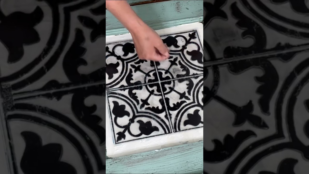 Stamped clay paint for tile effect #shorts
