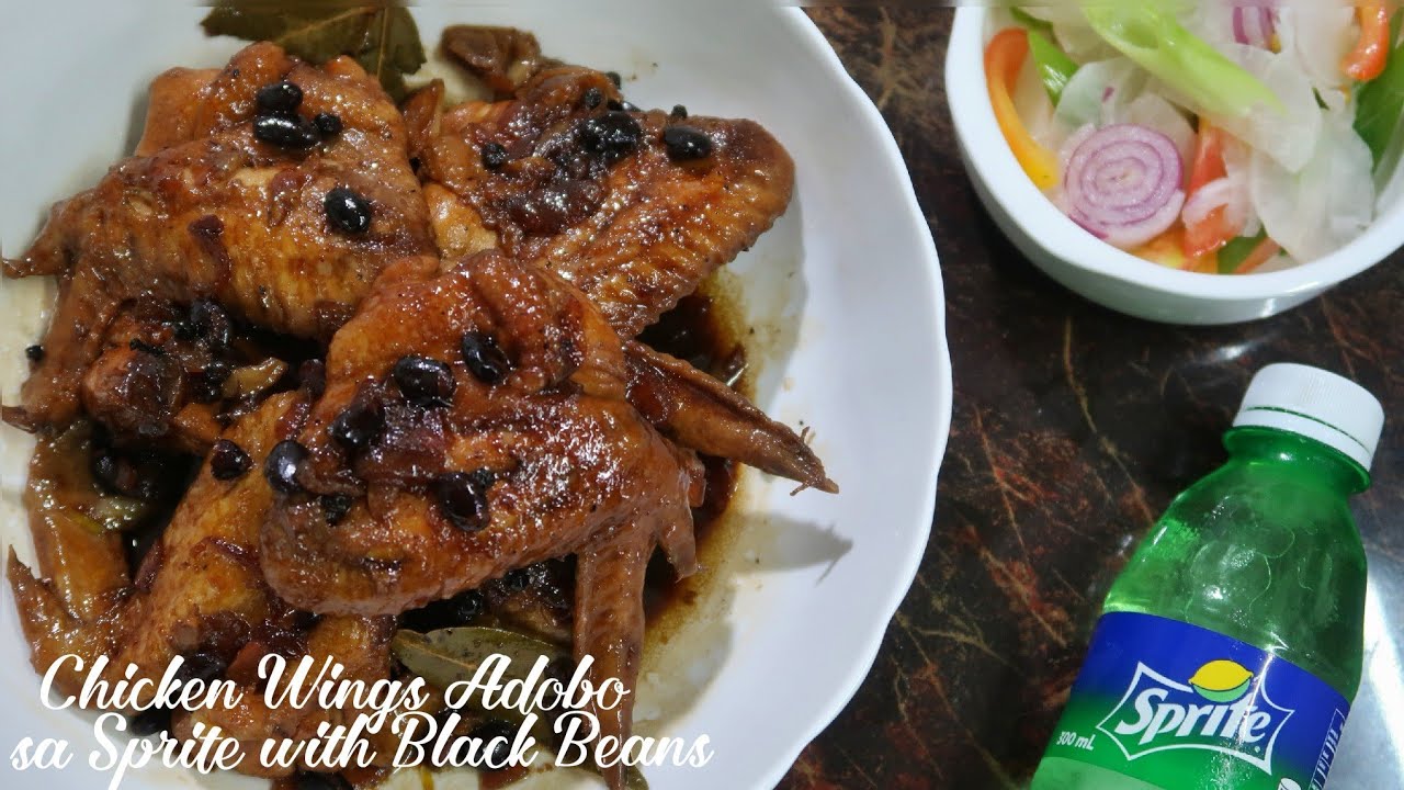 Chicken Wings Adobo sa Sprite with Black Beans
