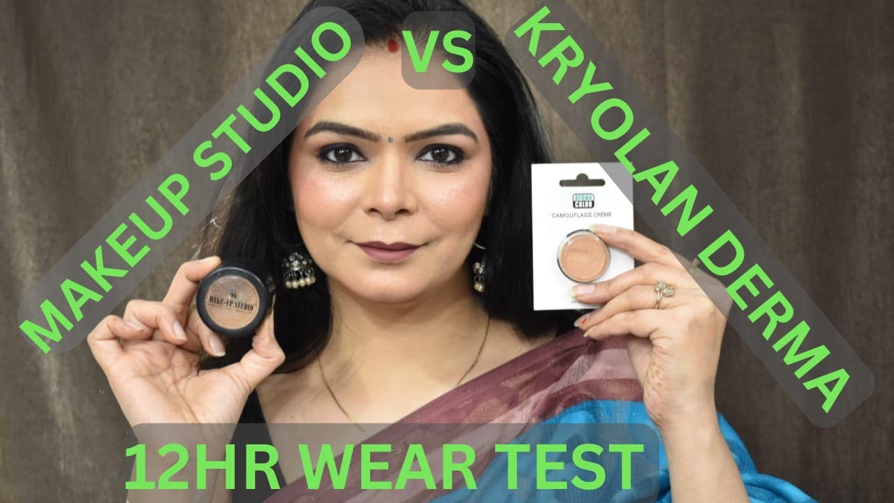 MAKEUP STUDIO vs KRYOLAN DERMA BASE || 12hr WEAR TEST