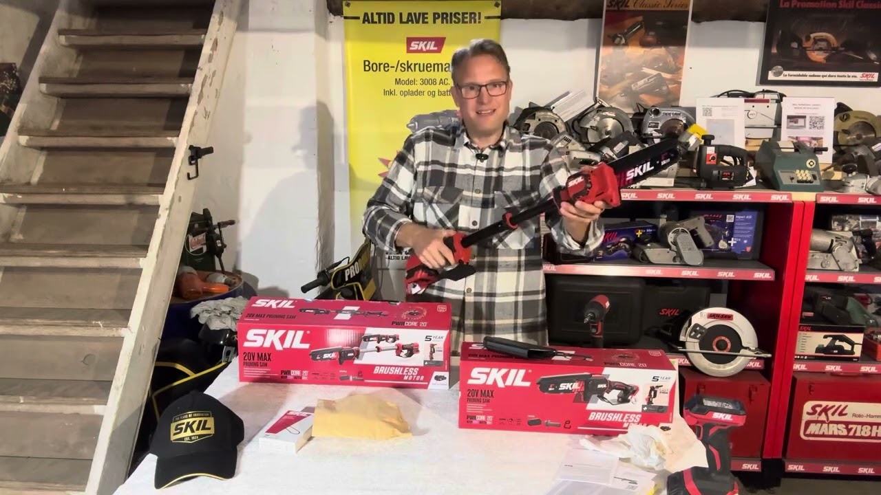 Skil 20V gren kædesav med teleskop skaft. TEST af akku beskæresav, 5 års garanti. SKIL 0514
