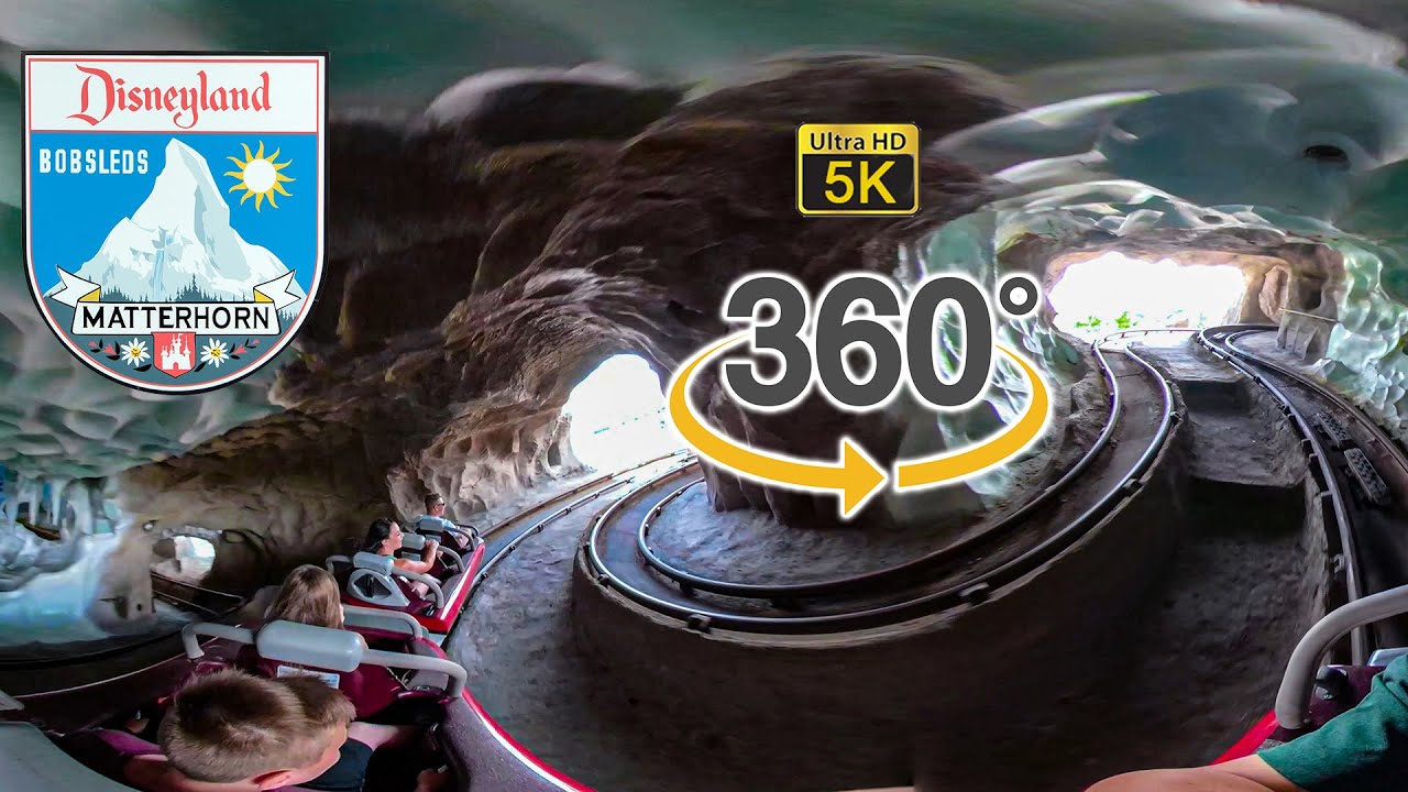 VR 360 5K Matterhorn Bobsleds Roller Coaster Back Seat On Ride Ultra HD POV DIsneyland 2019-08-22