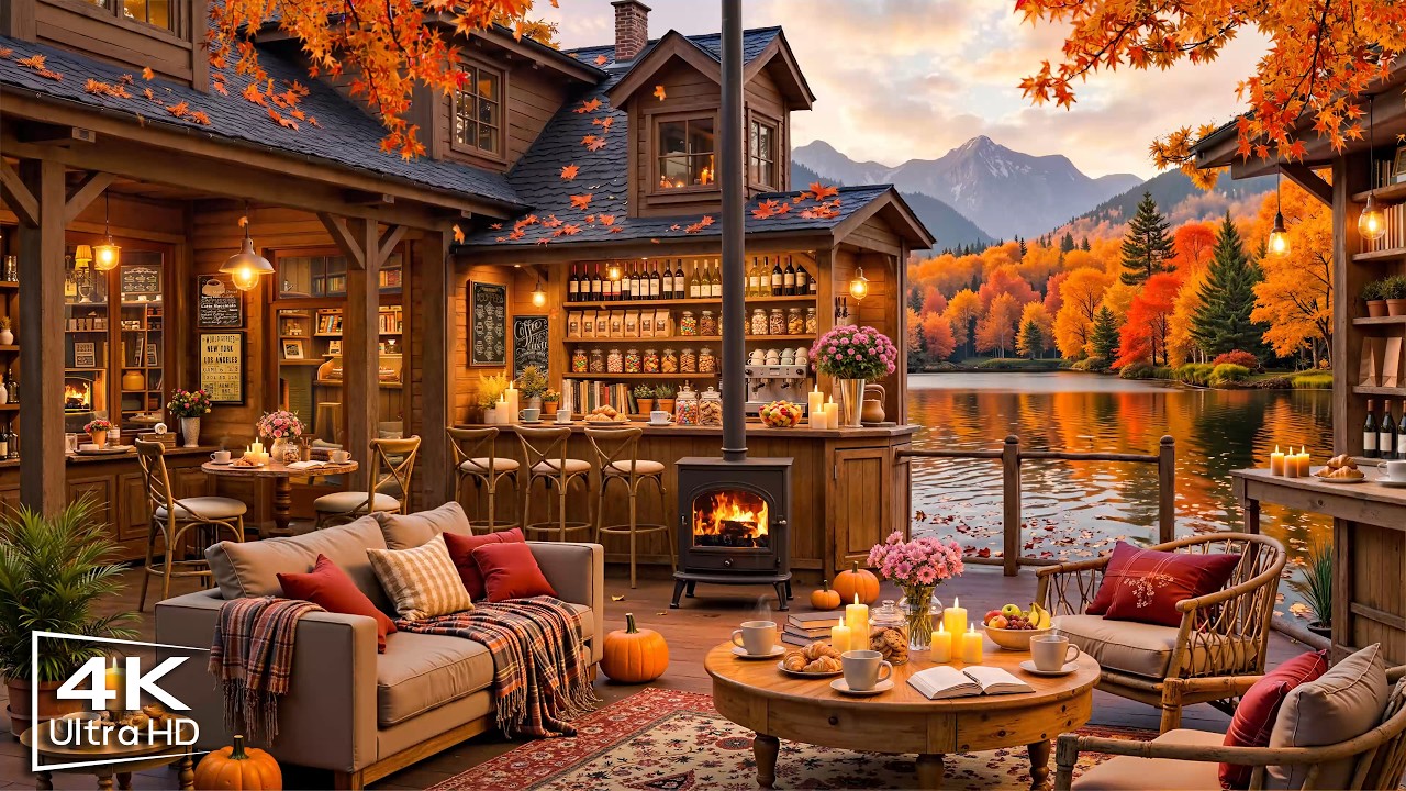 Relaxing Fall Jazz at Cozy Coffee Shop Ambience 🍂 Smooth Jazz Instrumental Music for Studying, Work