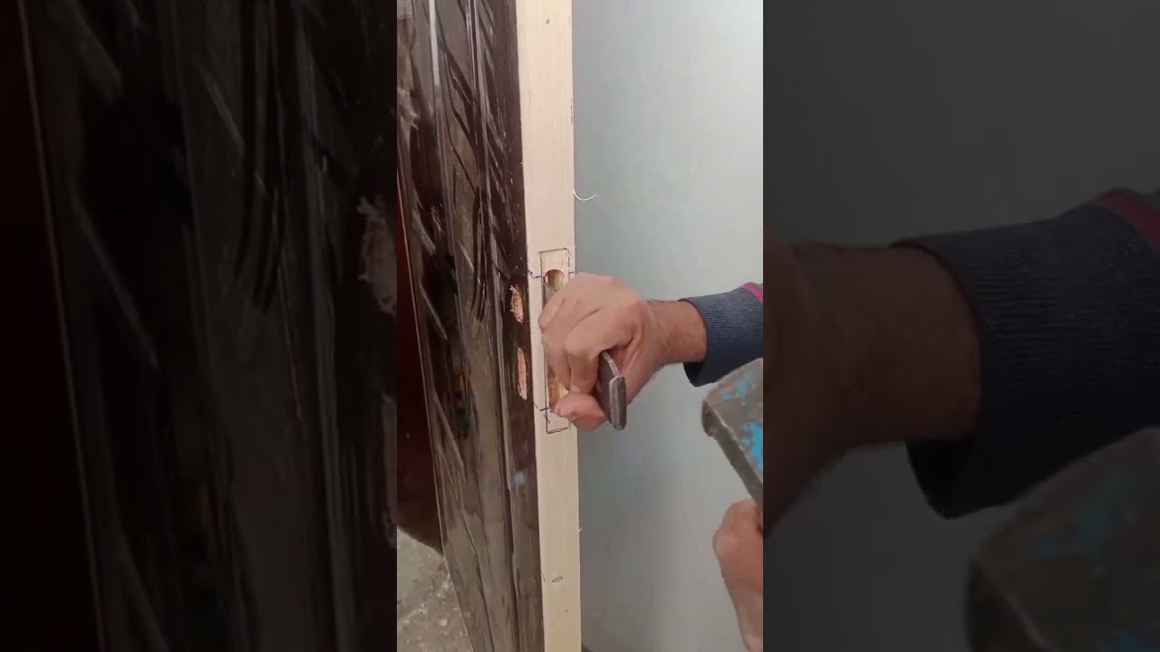 door handel lock fitting.wood door handel lock fitting.handel lock fitting #youtubeshort 