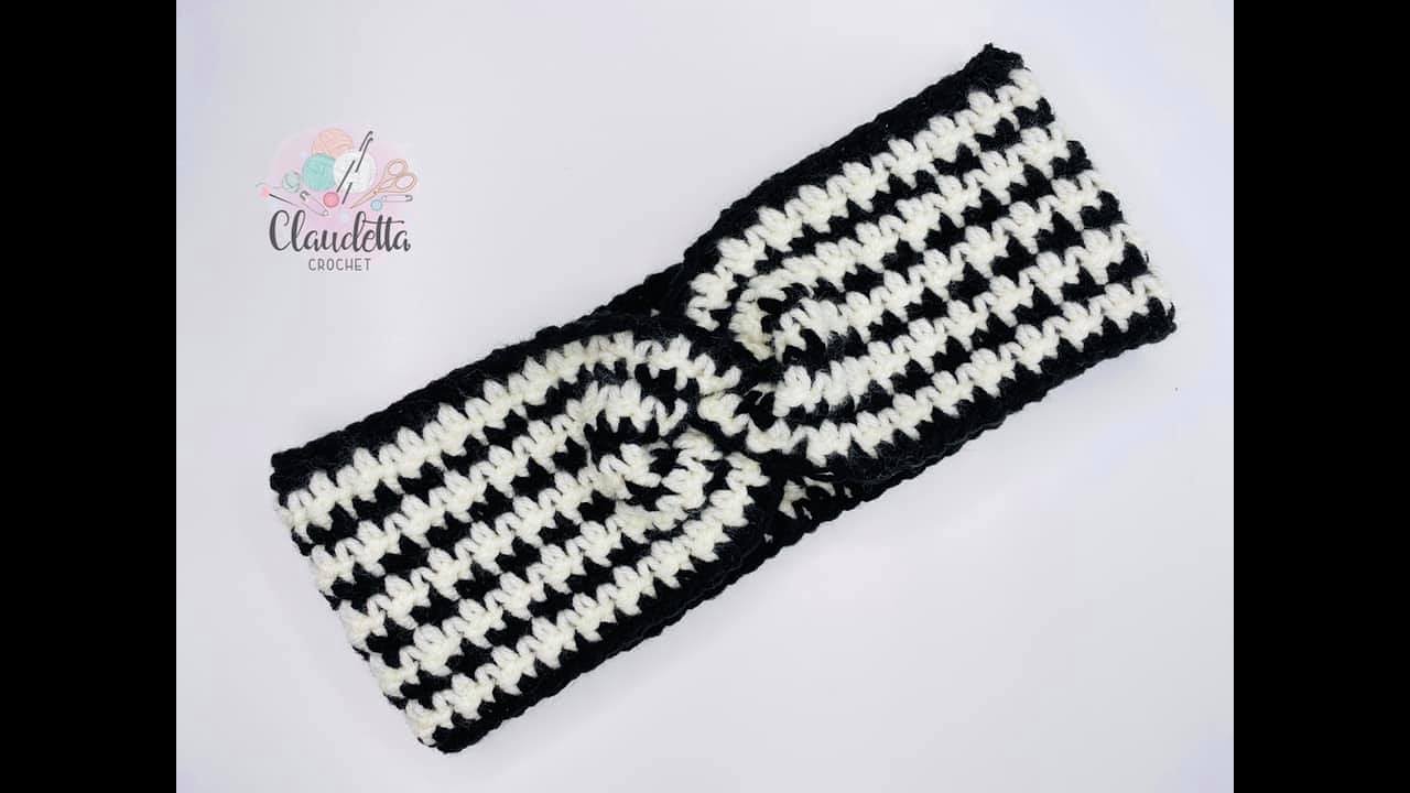 Crochet Houndstooth Twist Headband – Simple and Stylish