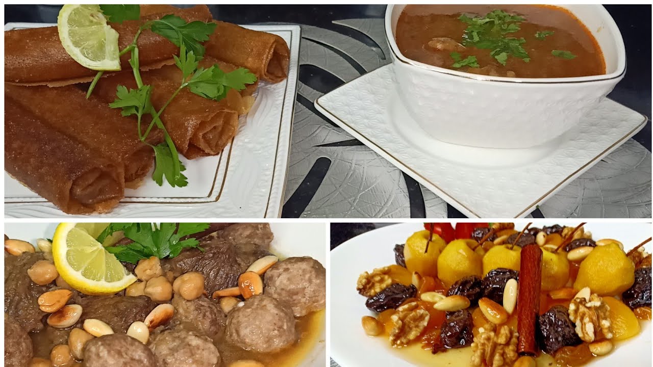 اطباق أول يوم رمضان 🌜شربة فريك 🌜بوراك لحم 🌜مثوم عاصمي 🌜 طاجين لحلو