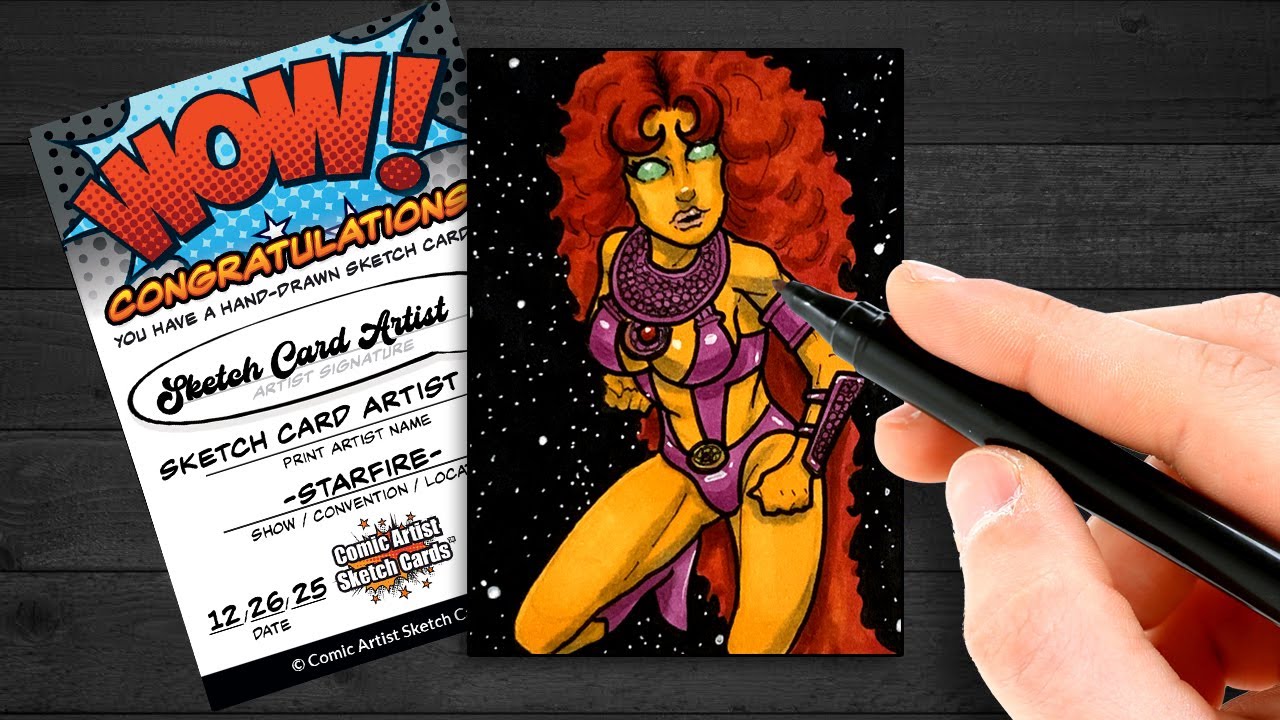 Turning a Blank Card into a Starfire Sketch Card | Timelapse
