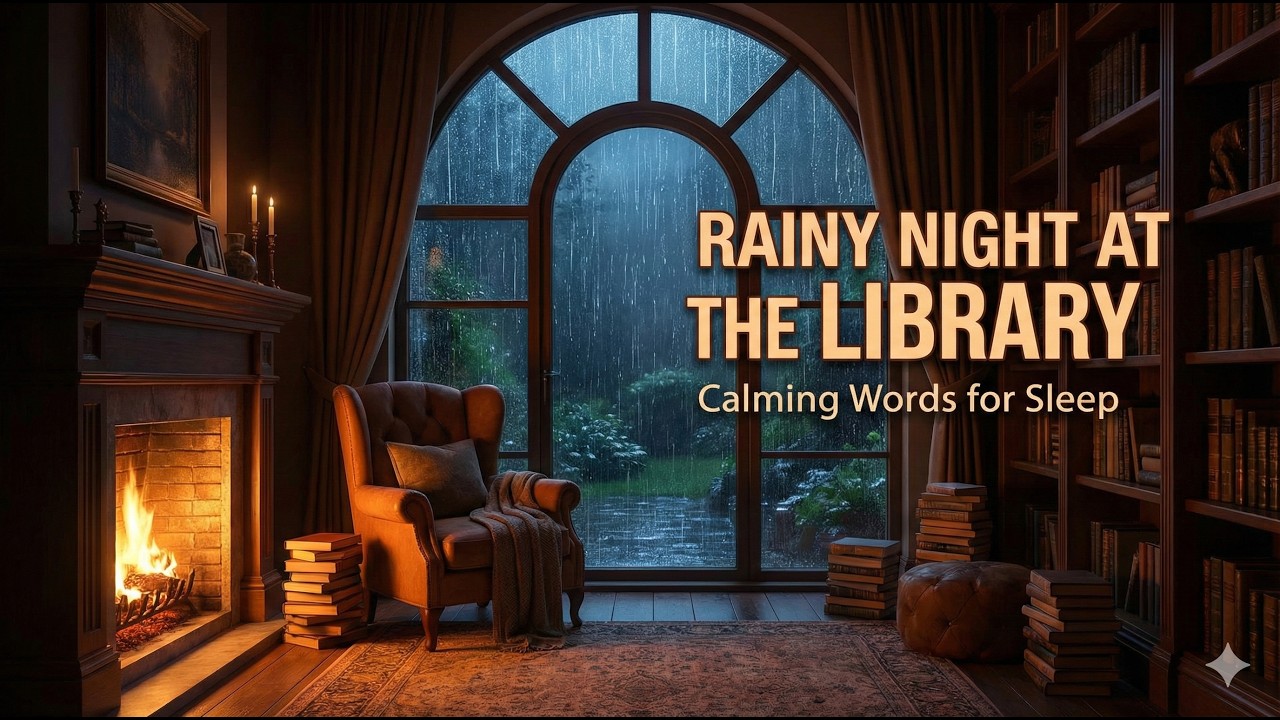 Rainy Night at the Library 🕯️ Reading Calming Words to Help You Sleep
