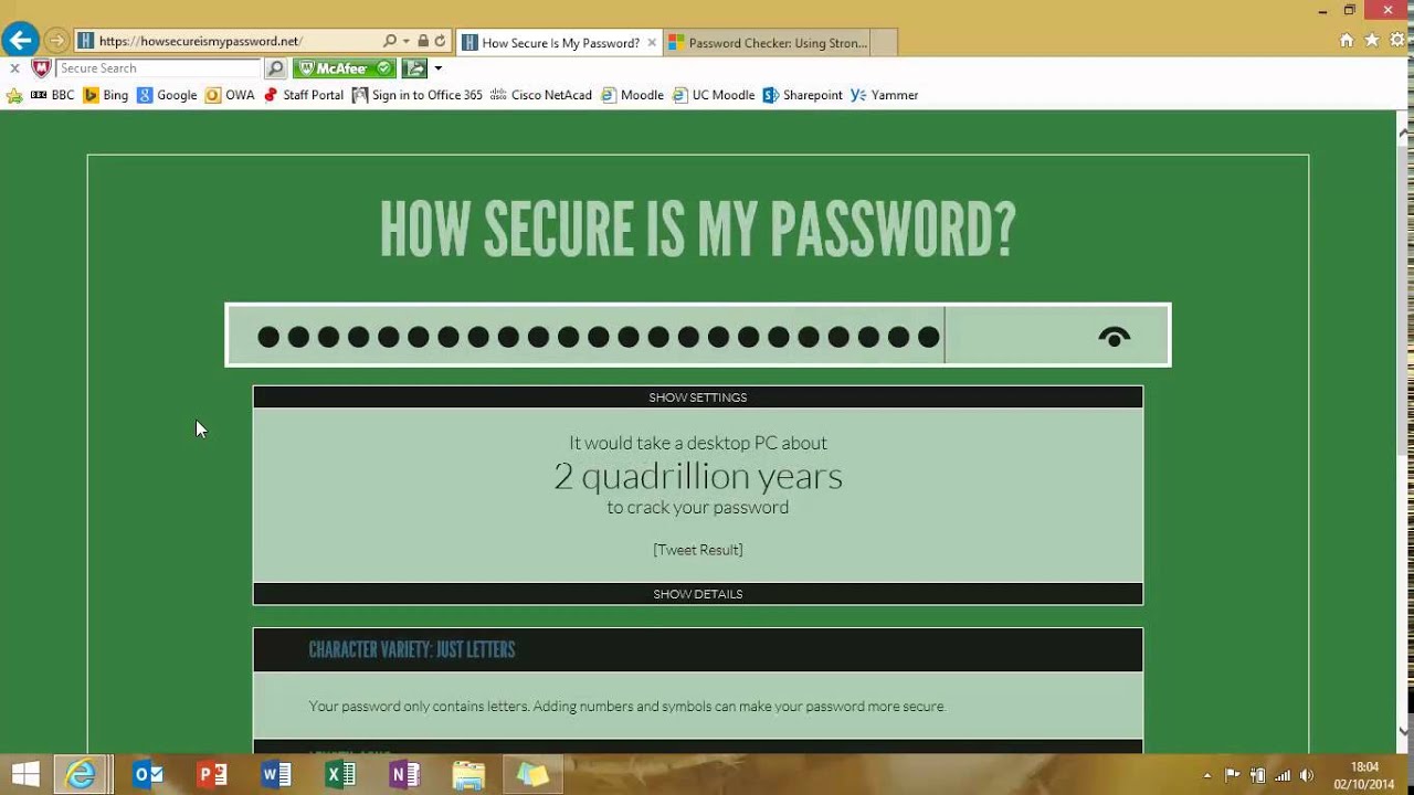 Password Length Versus Password Complexity