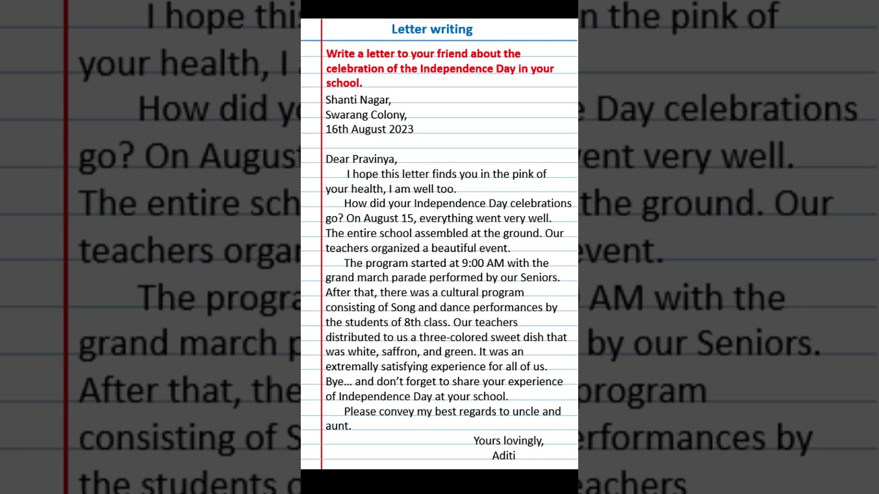 Write a letter to your friend about the celebration of Independence Day #lettertoyourfriend #letter