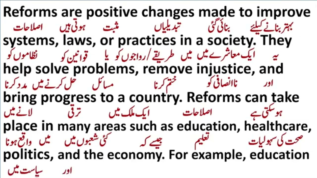 ||Reforms||اصلاح کی جمع اصلاحات||Espoken||English||with I R||