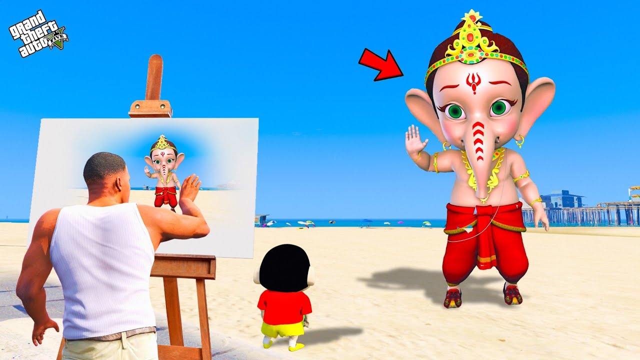 Shinchan & Franklin Find Magic Drawing Laptop With Bal Ganesha in GTA 5