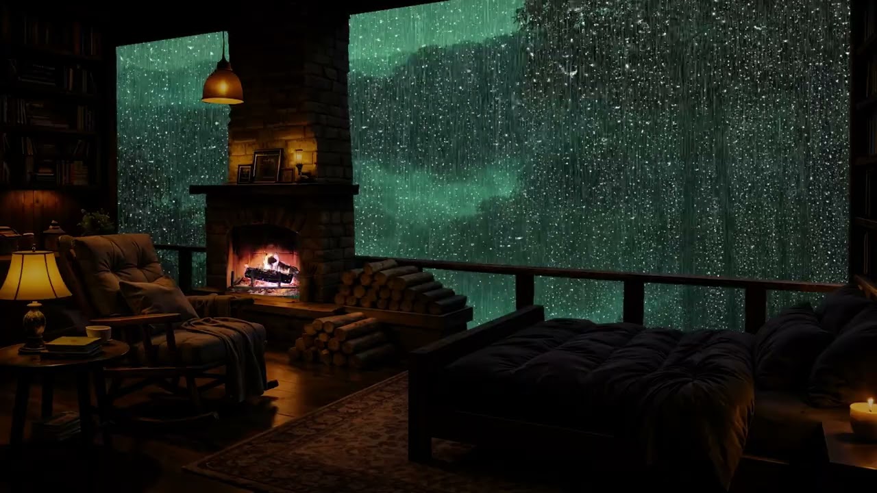 Rainforest Cabin at Night 🌴 Rain & Jungle Sounds for Sleep & Relaxation (ASMR)