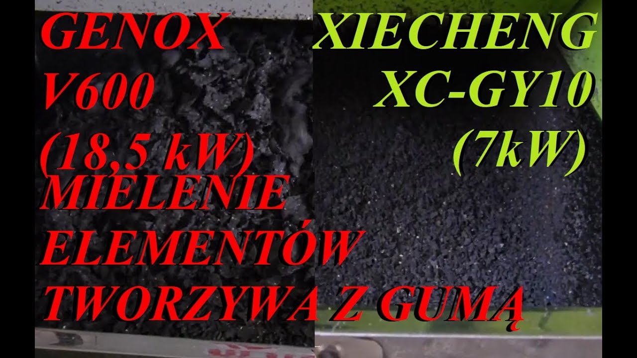 MIELENIE TWORZYWA Z GUMĄ - KRUSZARKA GENOX V600 + MŁYN XIECHENG XC-GY10