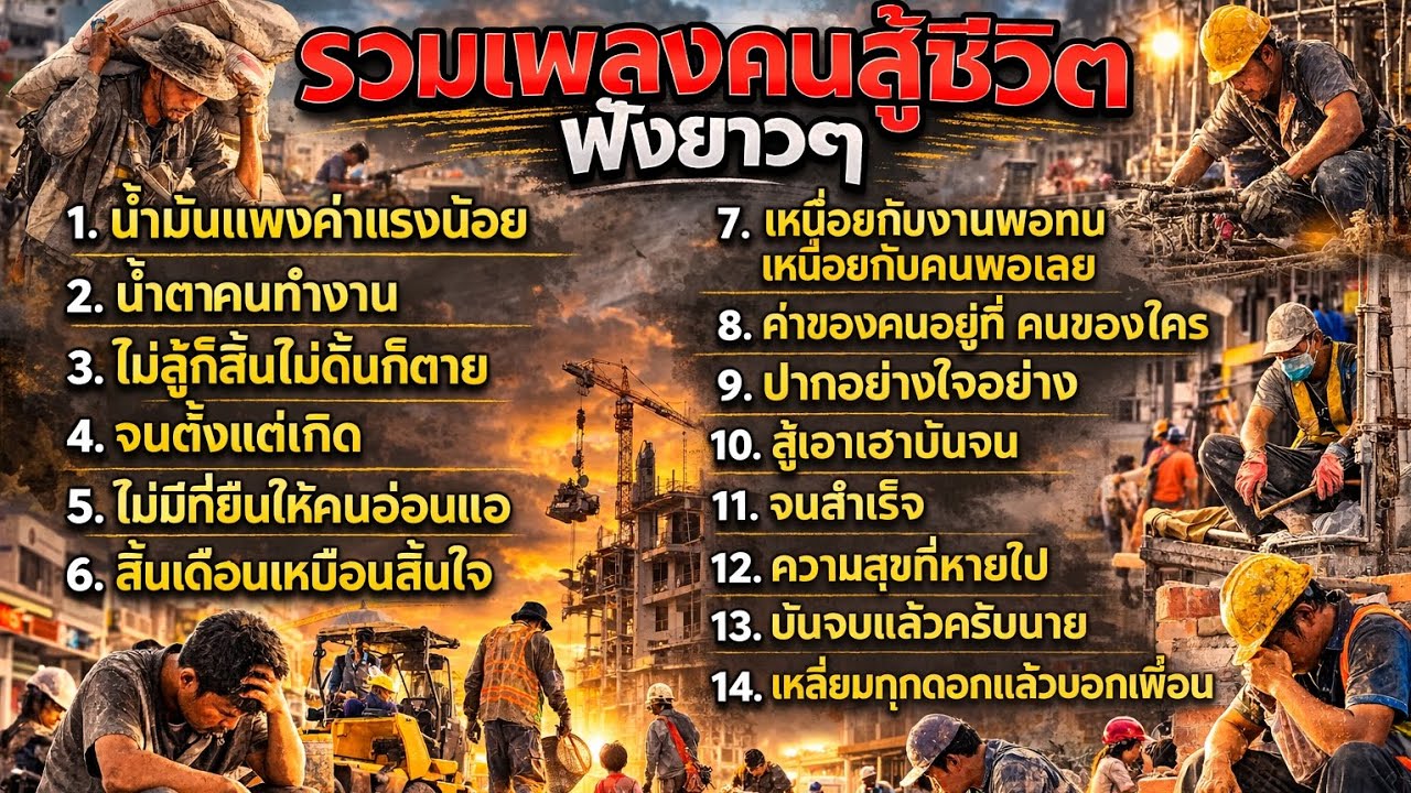 รวมเพลงคนสู้ชีวิต ฟังยาวๆ เพราะทุกเพลง |น้ำมันแพงค่าแรงน้อย น้ำตาคนทำงาน - ไม่สู้ก็สิ้น