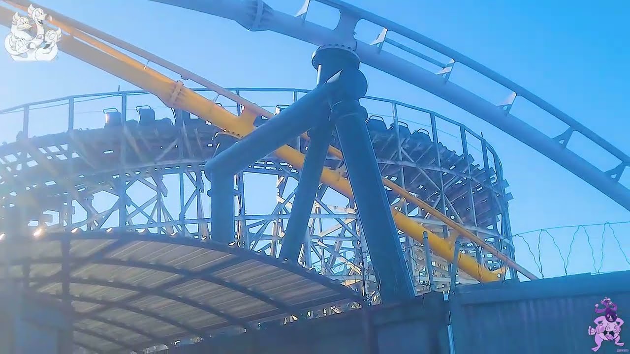 Apocalypse On-Ride and Entrance to Exit Queue POV Wooden coaster at Six Flags Magic Mountain CA 2025