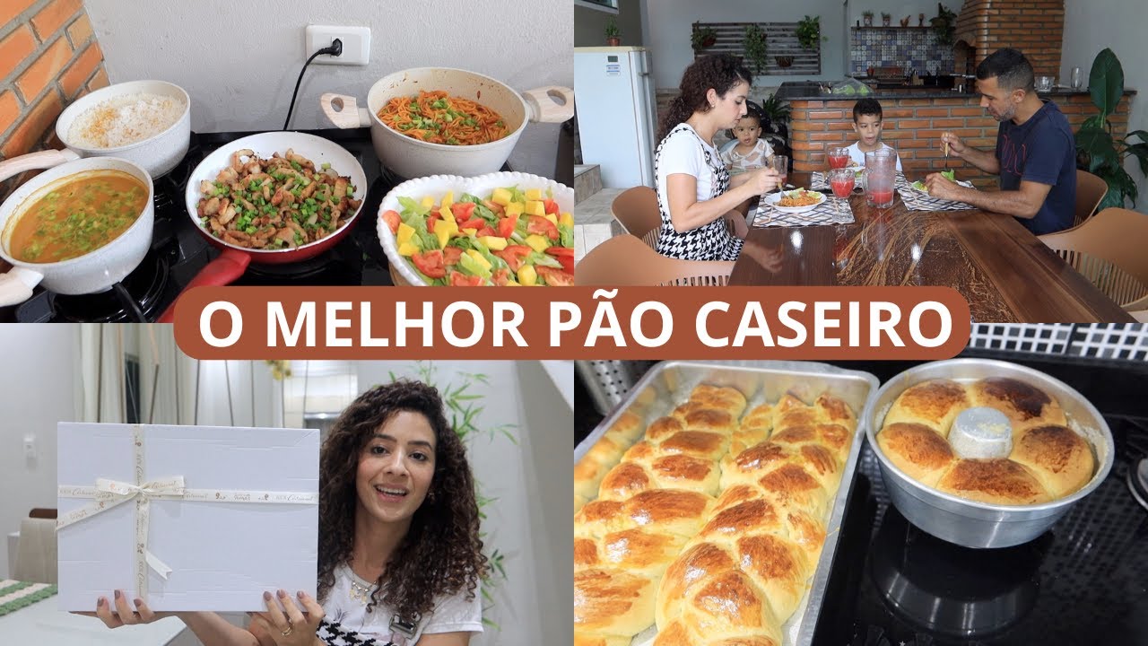 ALMOÇO CASEIRO DELICIOSO, FIZ PÃO CASEIRO FOFINHO E MACIO, RECEBIDO LINDO, MARIDO CICLISTA E MAIS