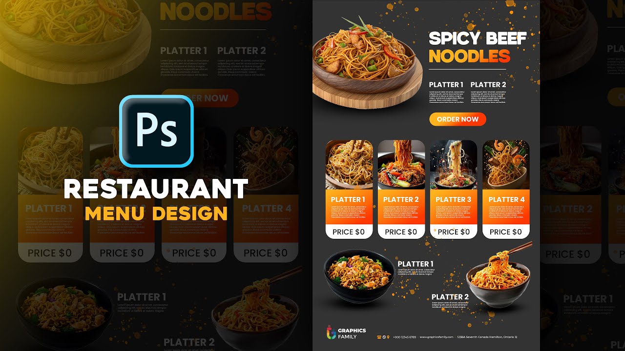 Restaurant Menu Design in Photoshop | Modern & Clean Layout