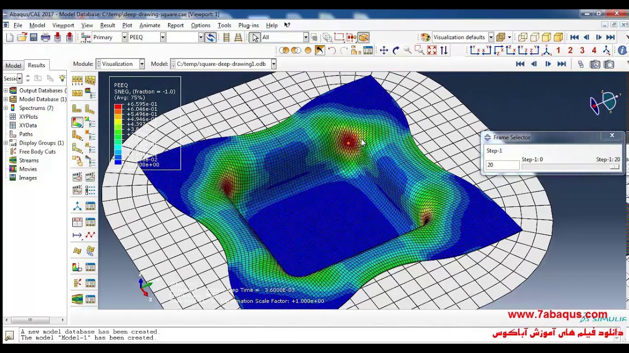 Square deep drawing in Abaqus