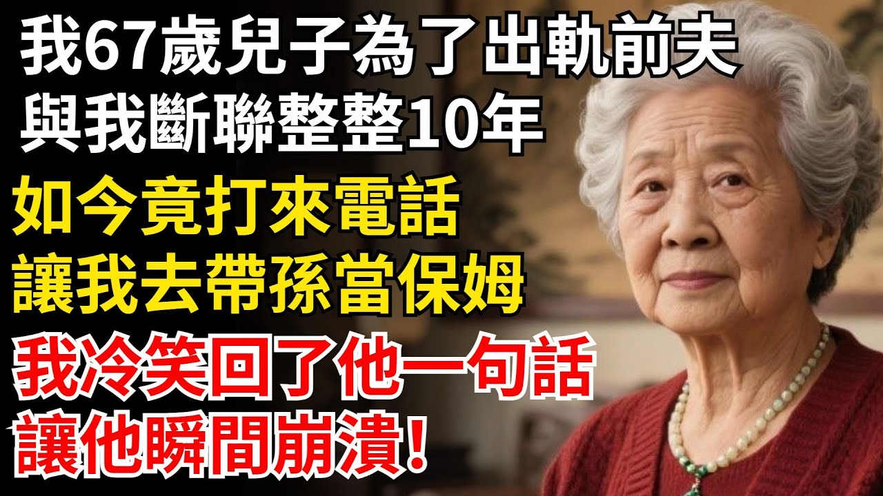 我67歲兒子為了出軌前夫，與我斷聯整整10年，如今竟打來電話，讓我去帶孫當保姆，我冷笑回了他一句話，讓他瞬間崩潰！#晚年生活#中老年生活#為人處世#生活經驗#情感故事