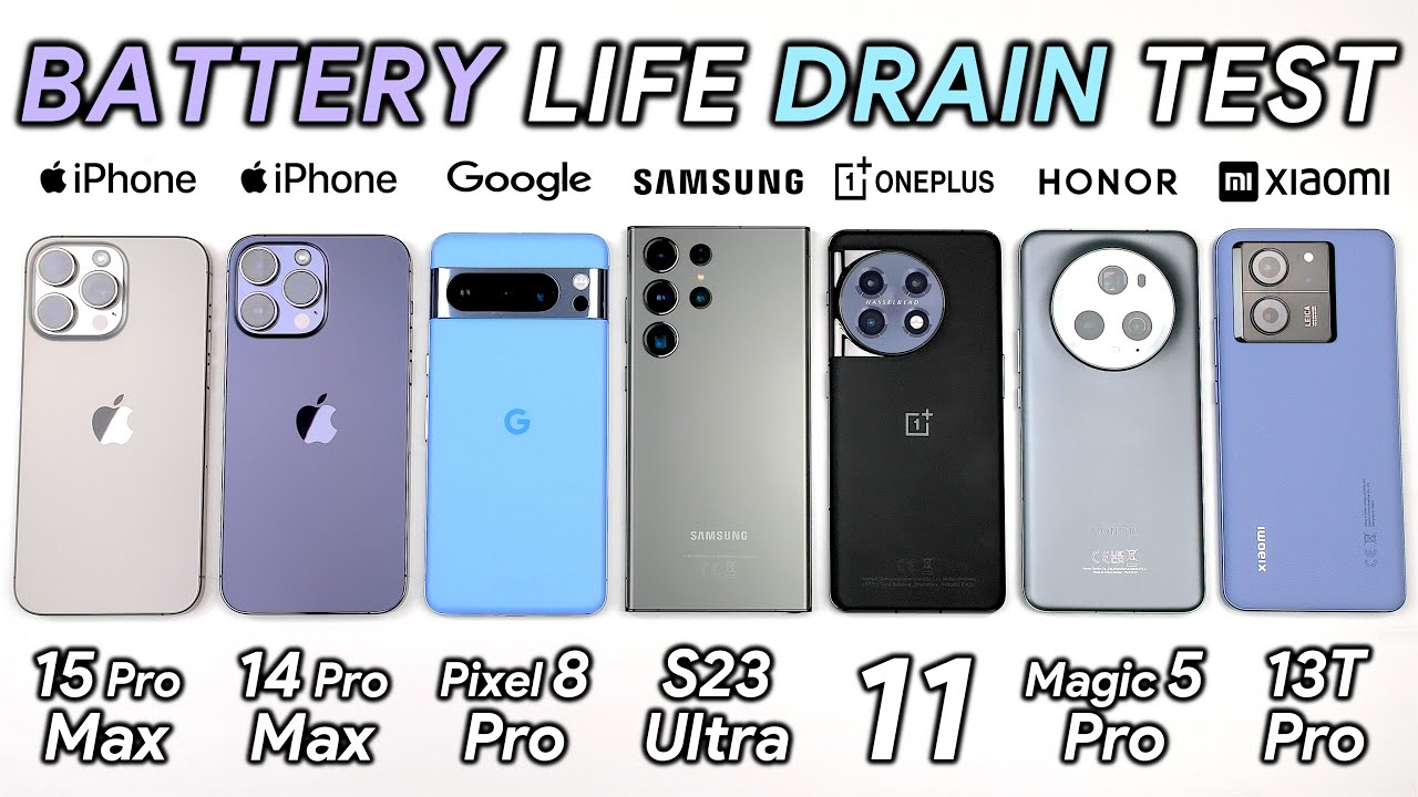 iPhone 15 Pro Max vs 14 Pro Max / Pixel / Samsung / OnePlus / Honor / Xiaomi Battery Life Test!