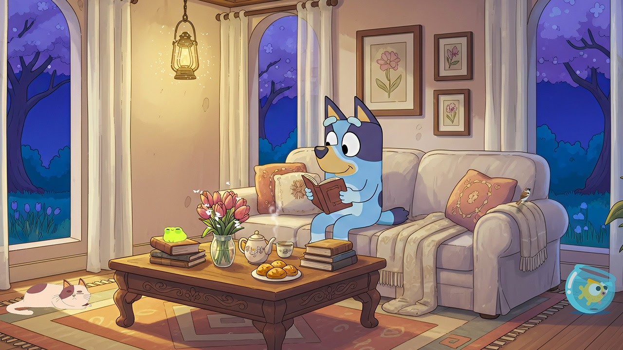Bluey's Cozy Reading Night 🌙 Lofi Music Study & Relax ✨ Calm Beats Focus