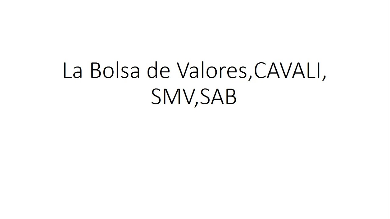 Tema 13: La Bolsa de Valores, CAVALI, SMV y SAB