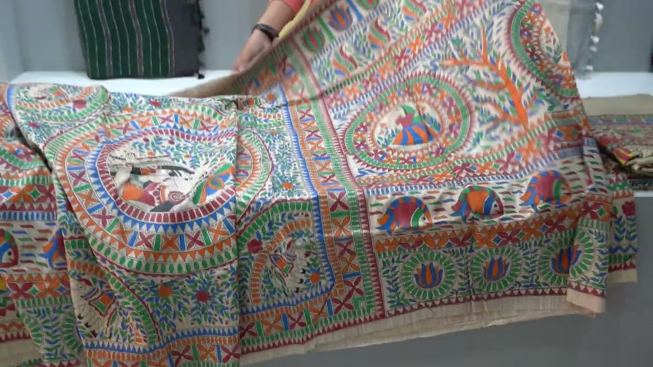 Tussar Ghicha silk Madhubani full Painting saree design/silk mark certified/Mohey desi saree design