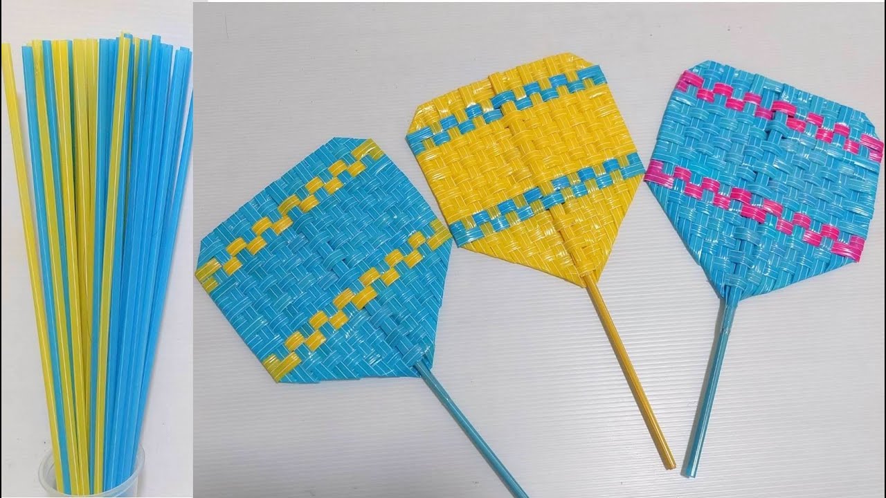 Weave fan from straws.สานพัดจากหลอด by มายมิ้นท์