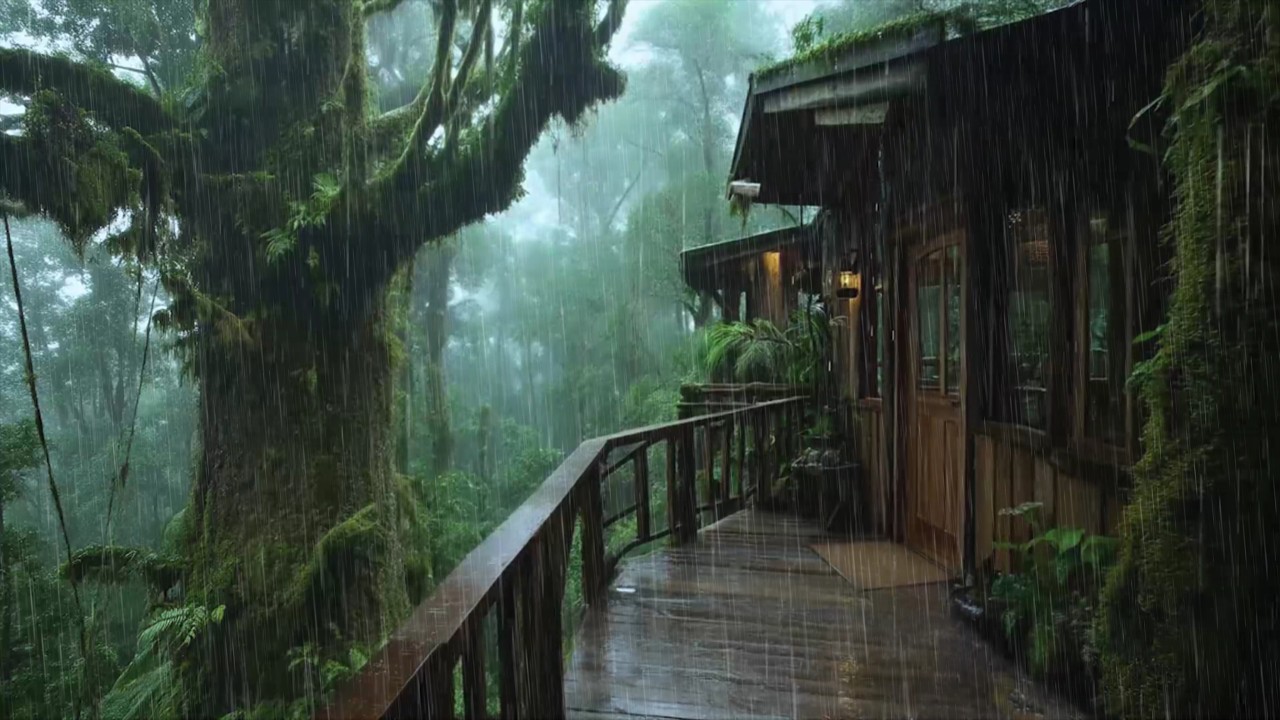 Discover Peaceful Sleep with Rain in Cozy Tree House Cabin🍀 Feel Relaxed and Calm With Rain
