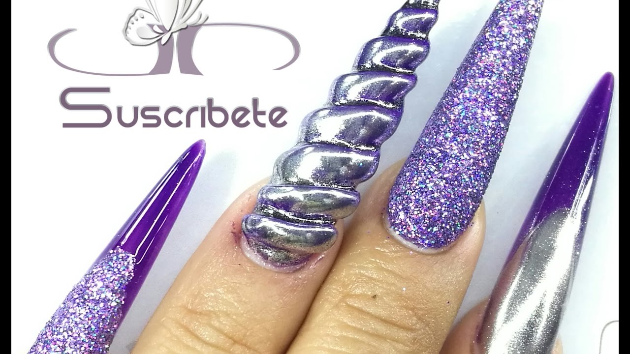 💅 UÑAS  DE FANTASÍA UNICORNIO/ACRÍLICAS STILLETO/ COLABORACIÓN THE NAIL GEEK