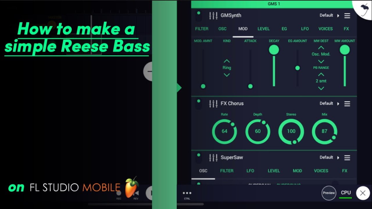 FL Studio Mobile - How to make a simple Reese Bass