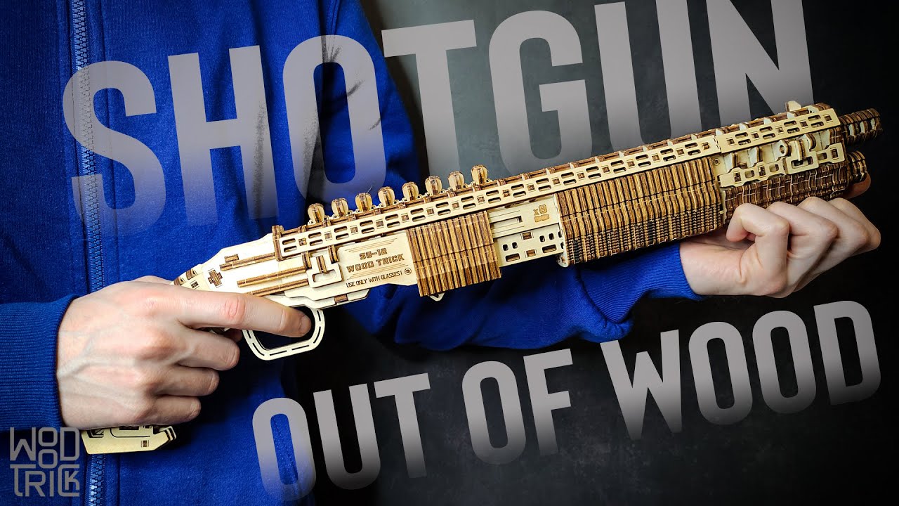 Working Shotgun Made of Wood Speed Build. Shotgun SG-12 Wood Trick. 3D Wooden Puzzle | ASMR