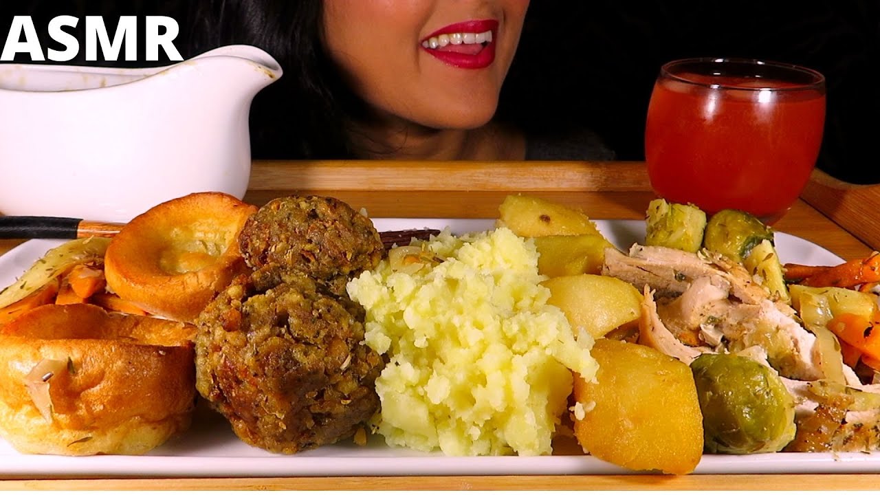 ASMR CHRISTMAS DINNER, ROAST TURKEY MUKBANG *NO TALKING* EATING SOUNDS