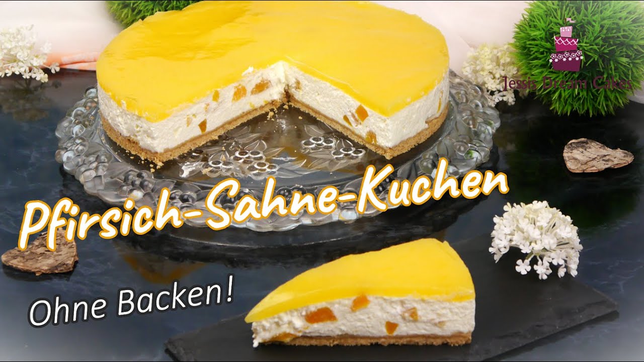 Sommerlich erfrischender Pfirsich Sahne Kuchen 🍑​- ohne Backen! / Einfach & Schnell!