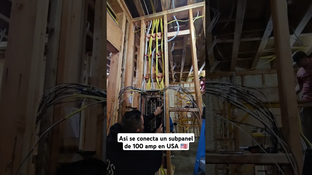 As&iacute; se conecta un subpanel de 100 amp en USA 🇺🇲 #construction #electrician #shorts #usa #mexico