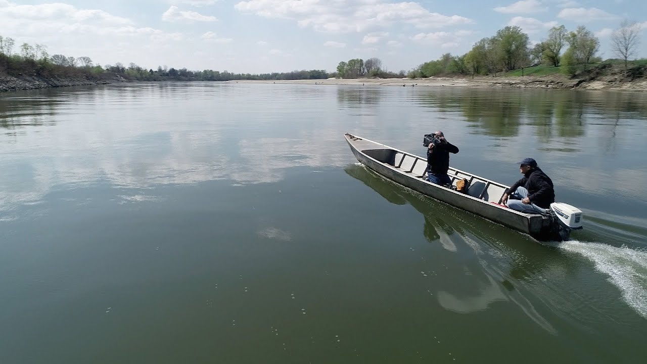 Cremona, le riprese sul fiume Po in secca