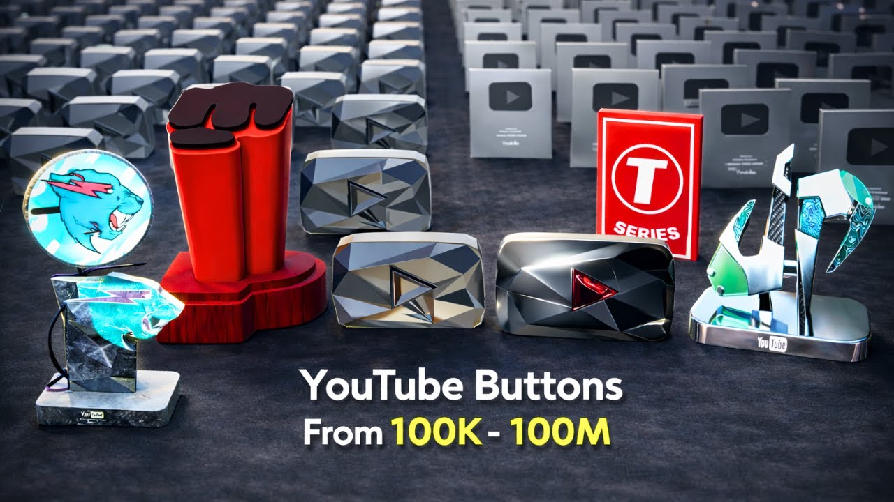 All Youtube Play Buttons Ever ! From 100K to 100M Subscribers