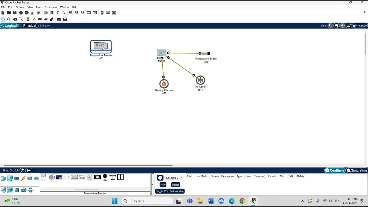 SENSOR DE TEMPERATURA EN CISCO PACKET TRACER