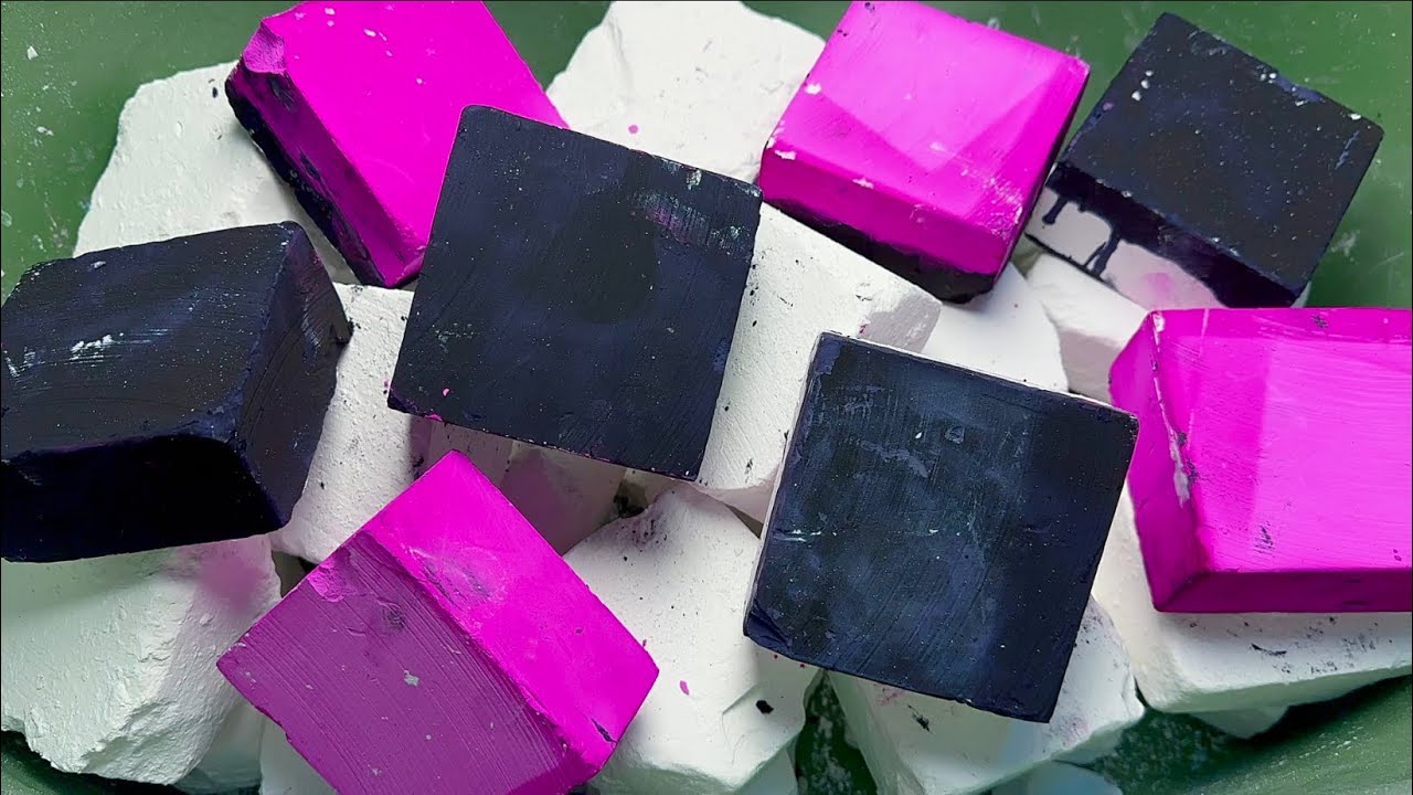 Super Crispy Jumbo Chalk & Pink 💕Black 🖤Dyed Chalk | Relaxing ASMR & Stress Relief