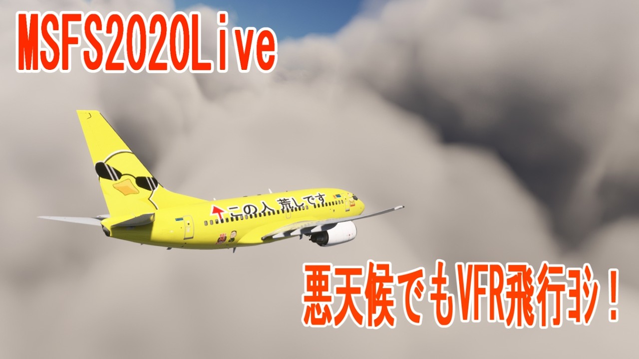 【MSFS2020LIVE】天気悪いけどVFRヨシだしアルコールヨシのリバリーを考える　など