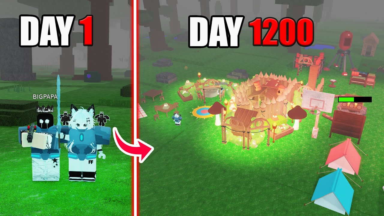 1200 Days to Build a Mini AFK Base in 99 Nights in the Forest