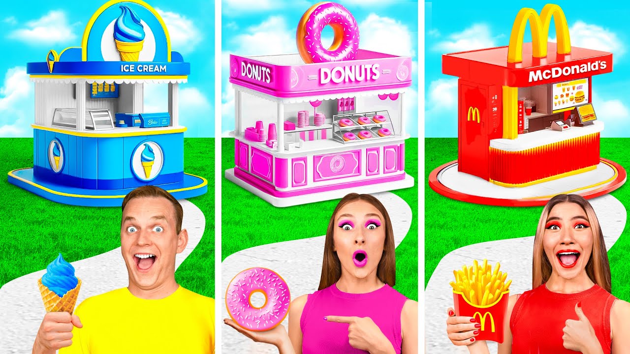One Colored House Challenge McDonald&rsquo;s vs Ice Cream vs Donuts | Funny Situations by Crazy DO