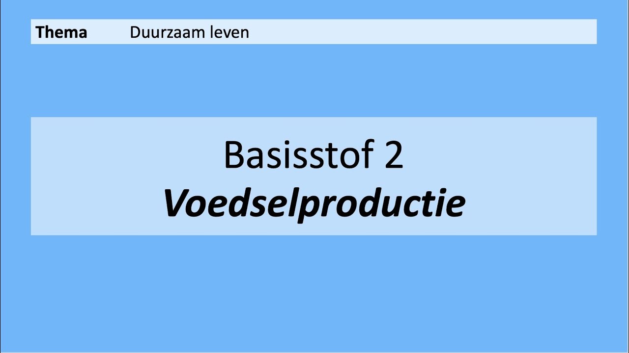 VMBO 3 | Duurzaam leven | Basisstof 2. Voedselproductie | 8e editie