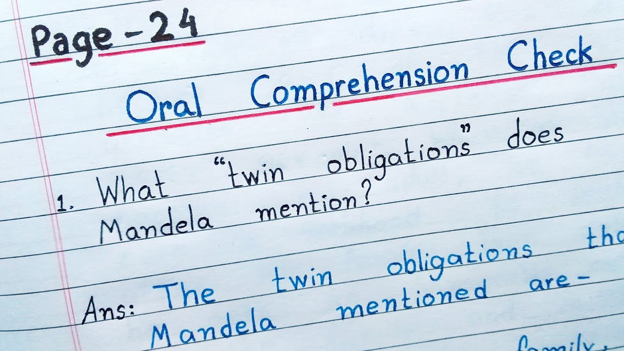 Nelson Mandela : Long Walk To Freedom || Page - 24 Q&A Solutions || Oral Comprehension Check ||