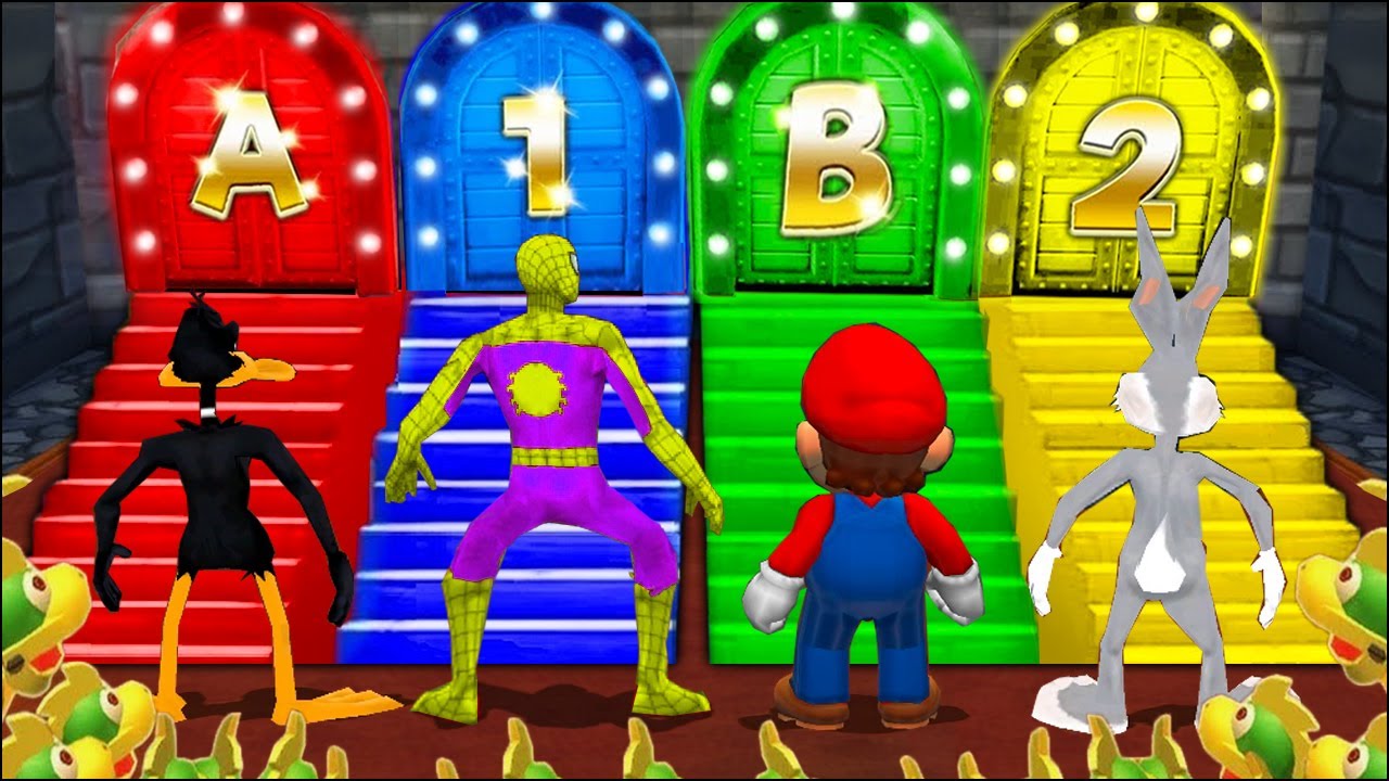 Mario Party 9 MiniGames Mario Vs Spider Man Vs Bugs Bunny Vs Daffy Duck (Master Difficulty)