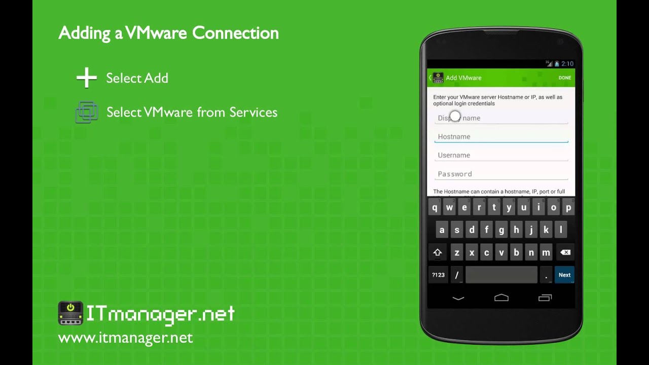 ITmanager.net - Adding a VMware Virtual Machine on an Android